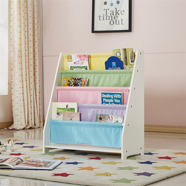 White Shelf Colorful Canvas Kids Bookshelf (3)
